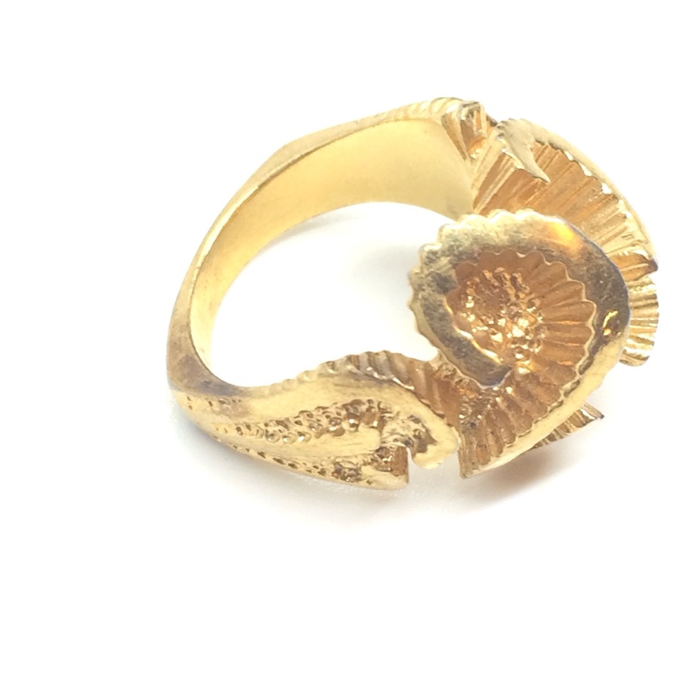 VINTAGE MCM GOLD TONE FLOWER COCKTAIL RING MODERNIST STATEMENT ABSTRACT FLORAL - Picture 9 of 16
